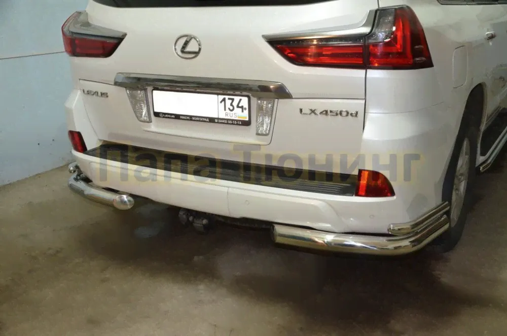 Защита заднего бампера угловая d76/42 для Lexus LX 450 2016--0
