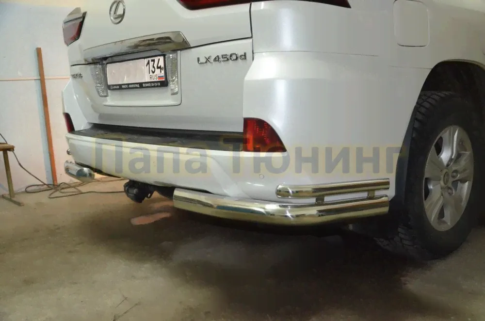 Защита заднего бампера угловая d76/42 для Lexus LX 450 2016--2